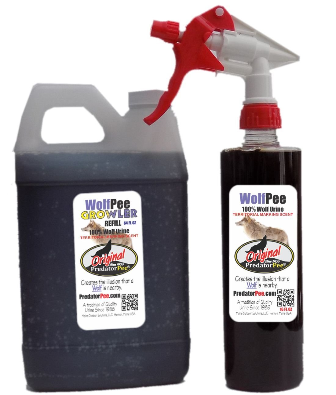 Predator Pee  100% Pure Wolf Urine  64oz Refill Jug 16oz Sprayer Combo