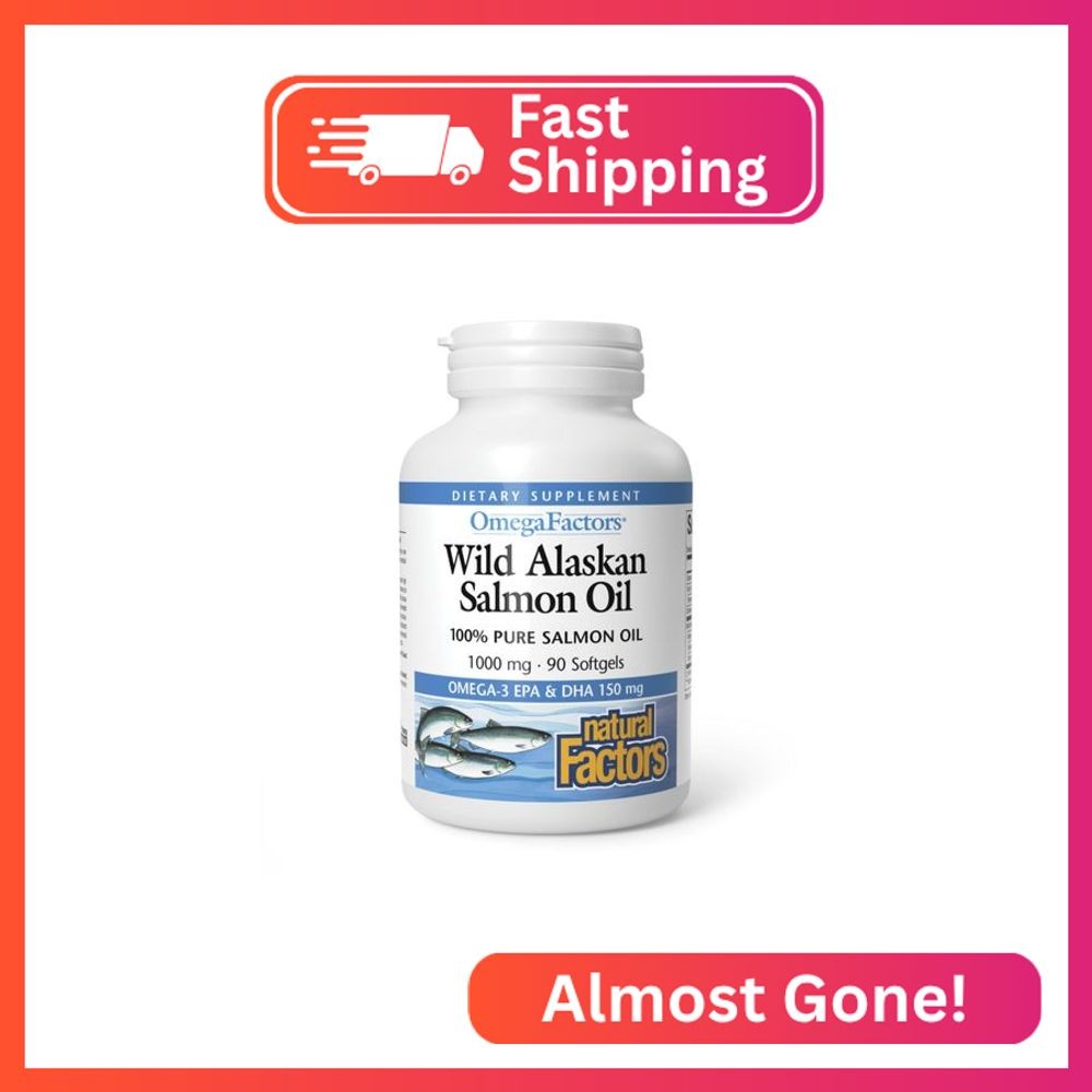 Omega Factors by Natural Factors, Wild Alaskan Salmon Oil, Supports Heart and Br