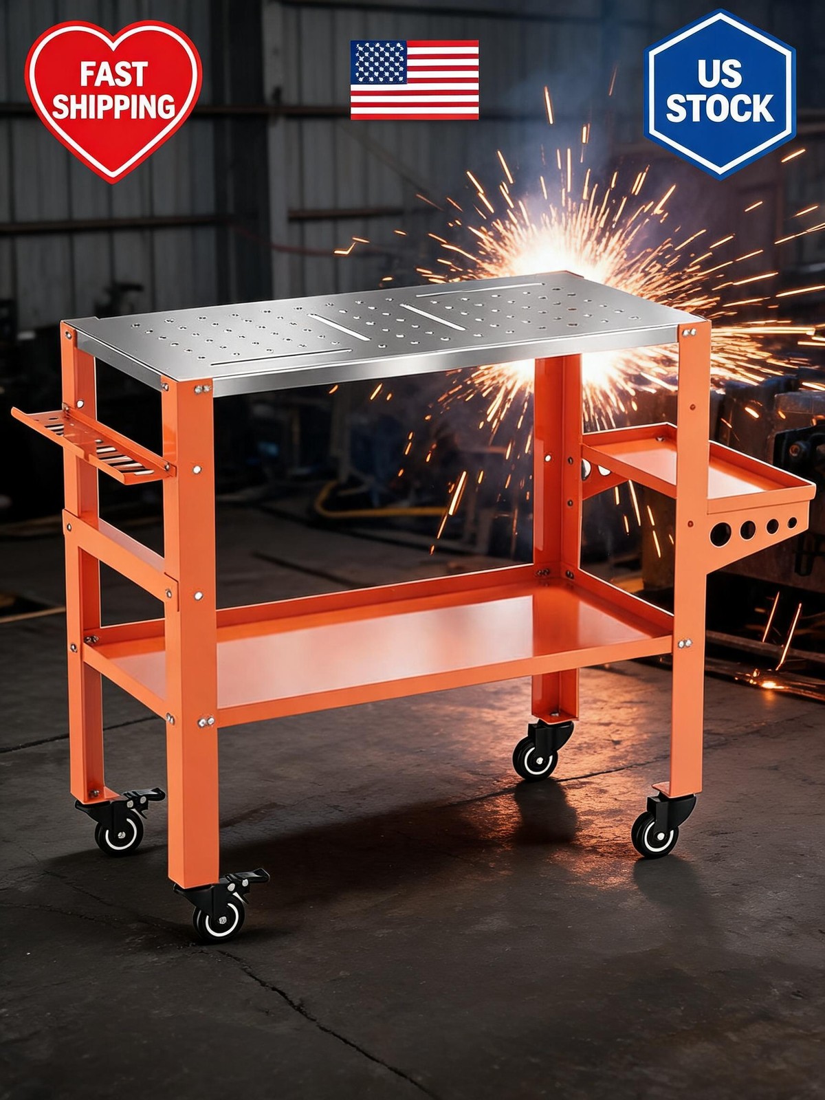 36 x 18 Inch Welding Table, 1200 lbs Capacity Welding Workbench Table with Locka