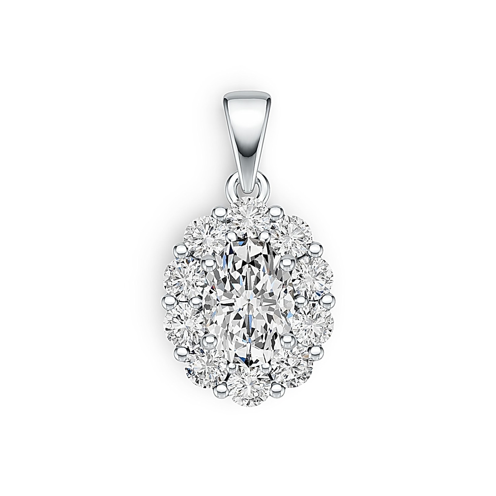 Sterling Silver Semi Mount Pendant Setting Oval OV 7X5mm with White Topaz
