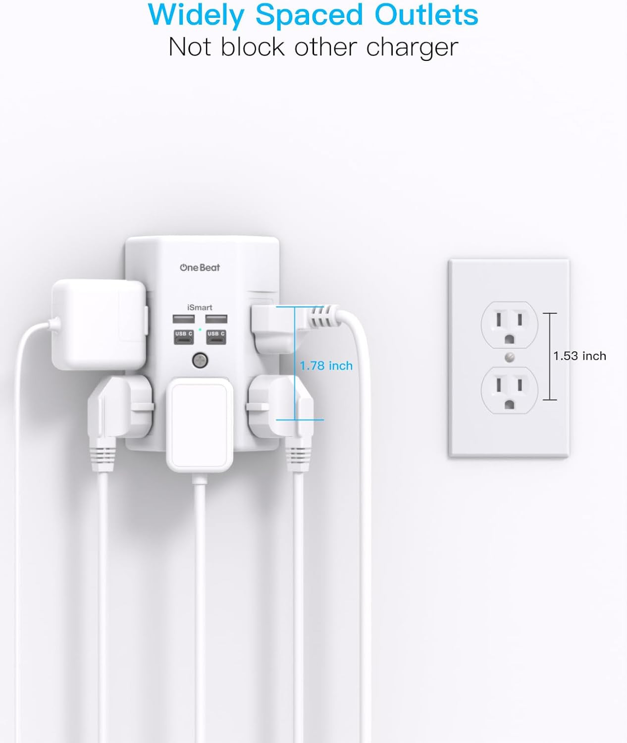 1680J 3 Side Power Strip Multi Plug Expander, Surge Protector, 5 Outlets Extende
