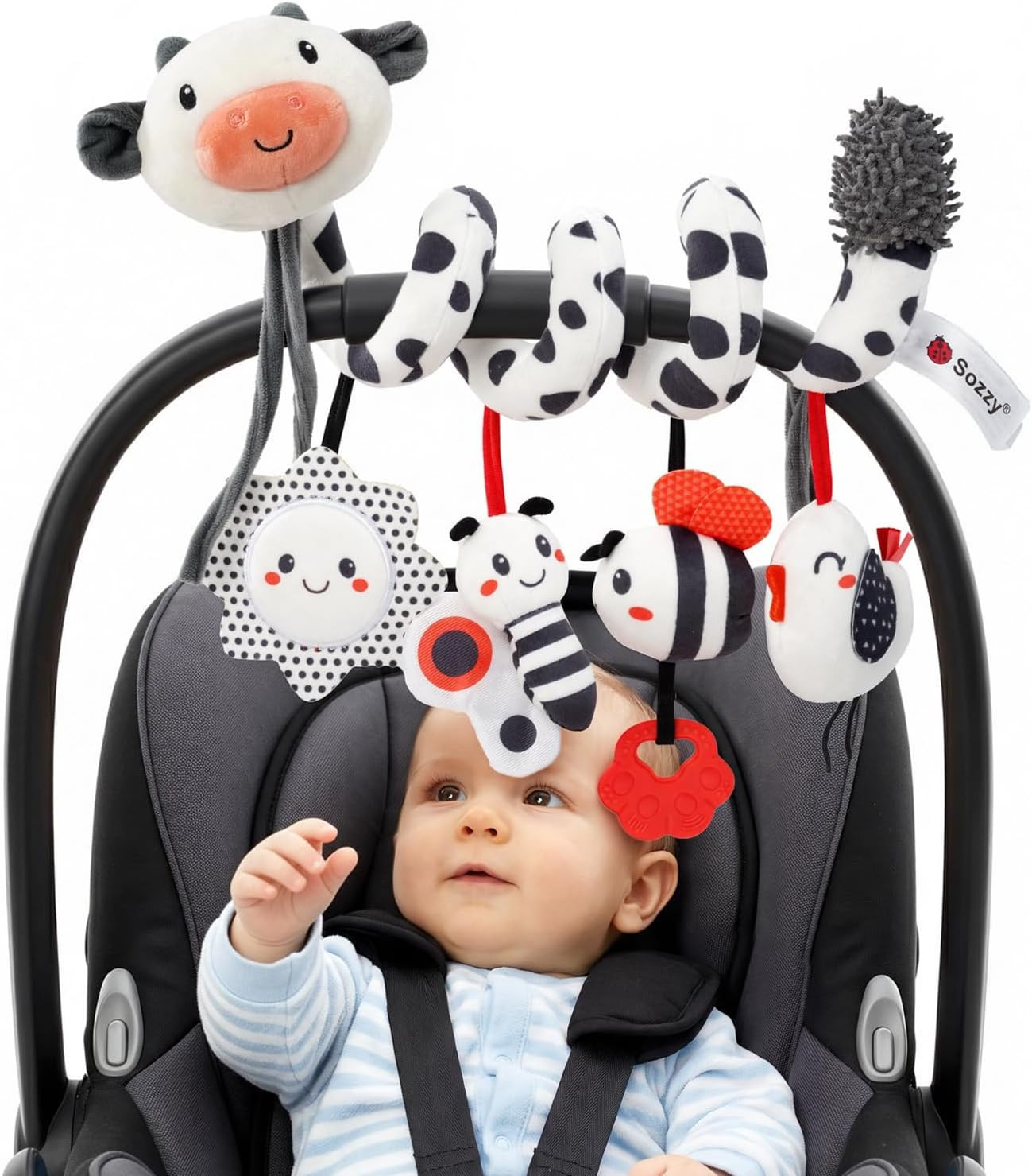 Crib Stroller Car Seat Toys for Baby 0 3 6 9 12 Months, Tummy Time Hanging Senso