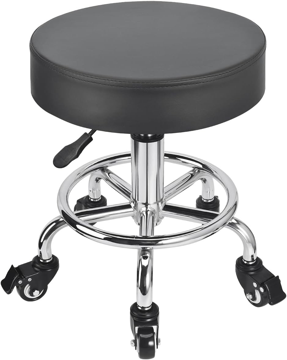 Low Height Rolling Stool Height Adjustable Low Roller Seat, Swivel Small Chair