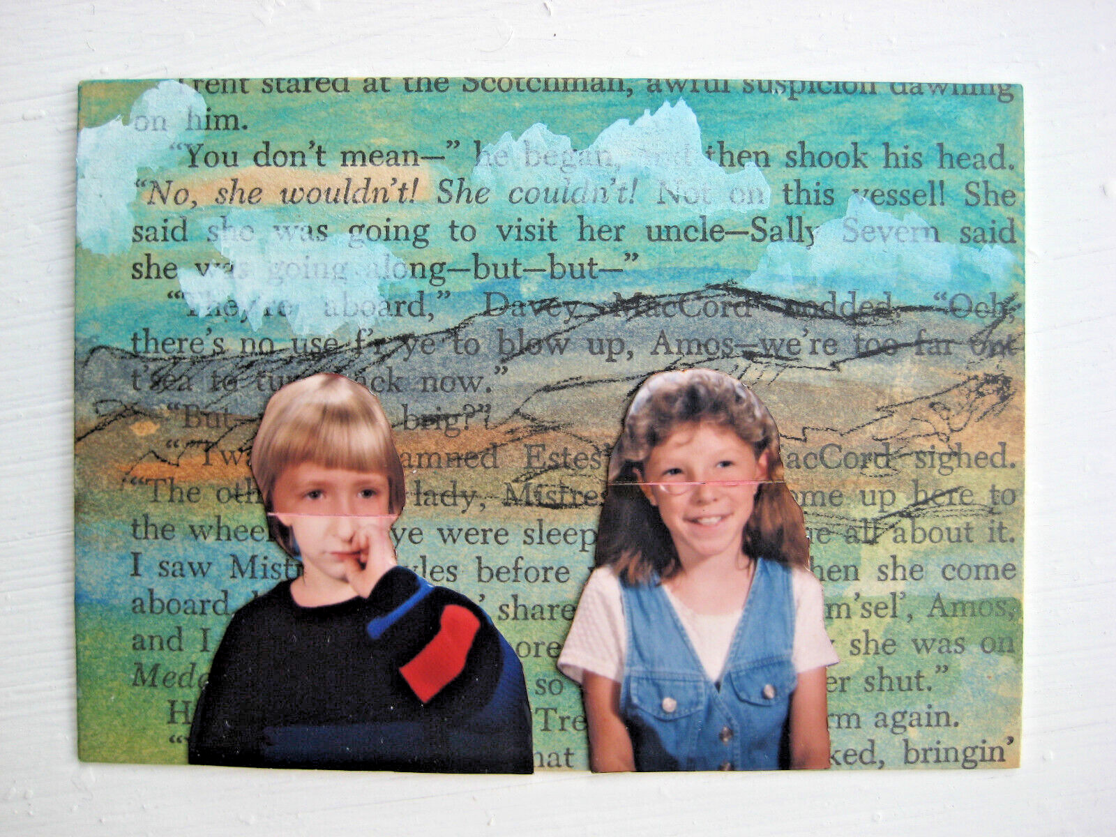 ACEO " Kids #4" Series #Mixed Media-Photos-Painting-Humor-OOAK-Vintage pages