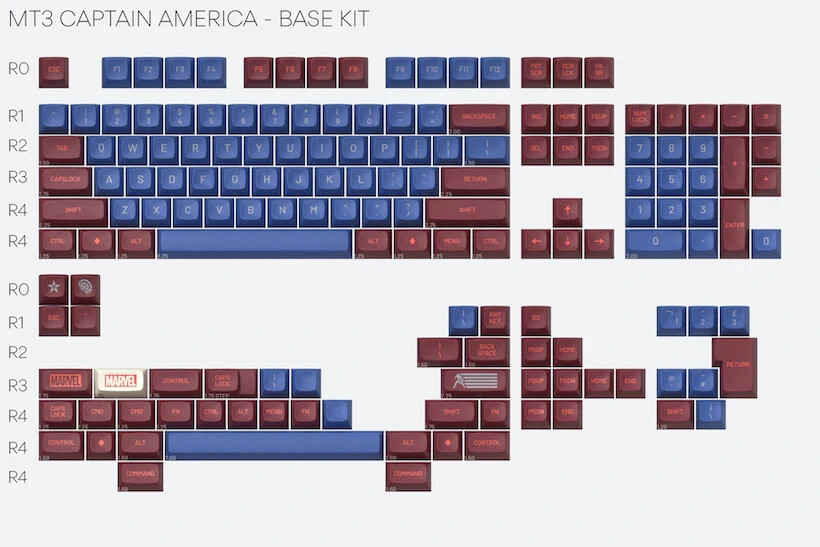 Drop x Marvel Captain America Key Cap Set for Keyboard NIB