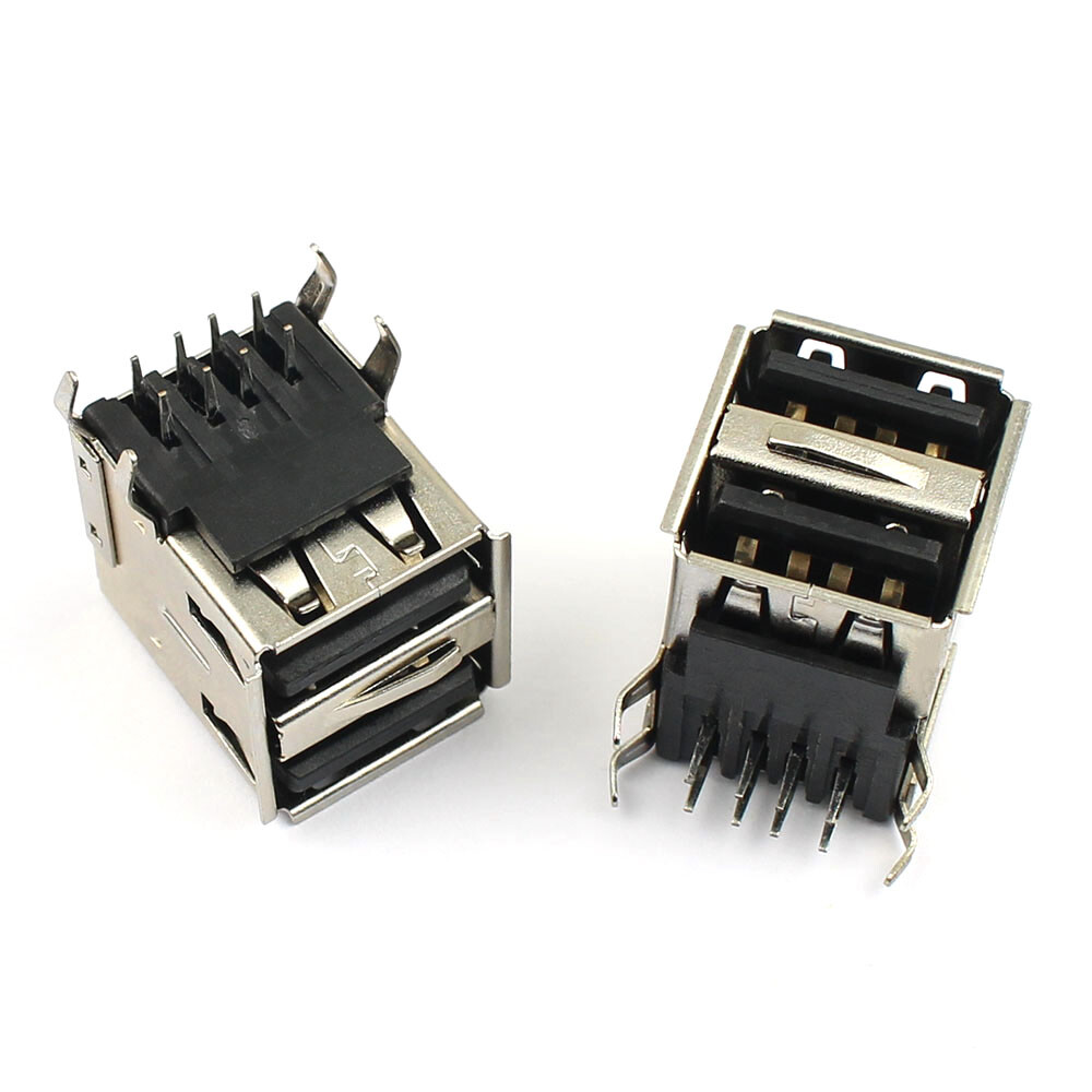 10Pcs Dual USB 2.0 Type A Female 8 Pin 8P AF Socket Jack PCB Connector DIY
