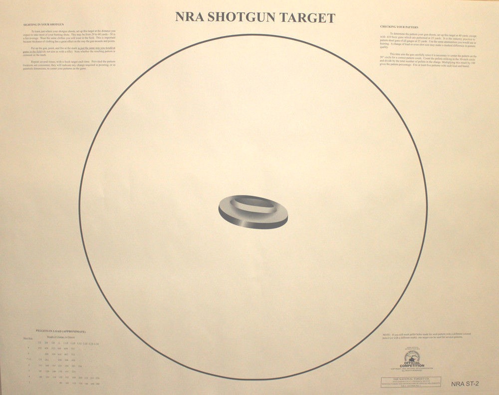 NRA ST-2 Official Shotgun Patterning Target, 35" x 45" with 30" circle, Folded