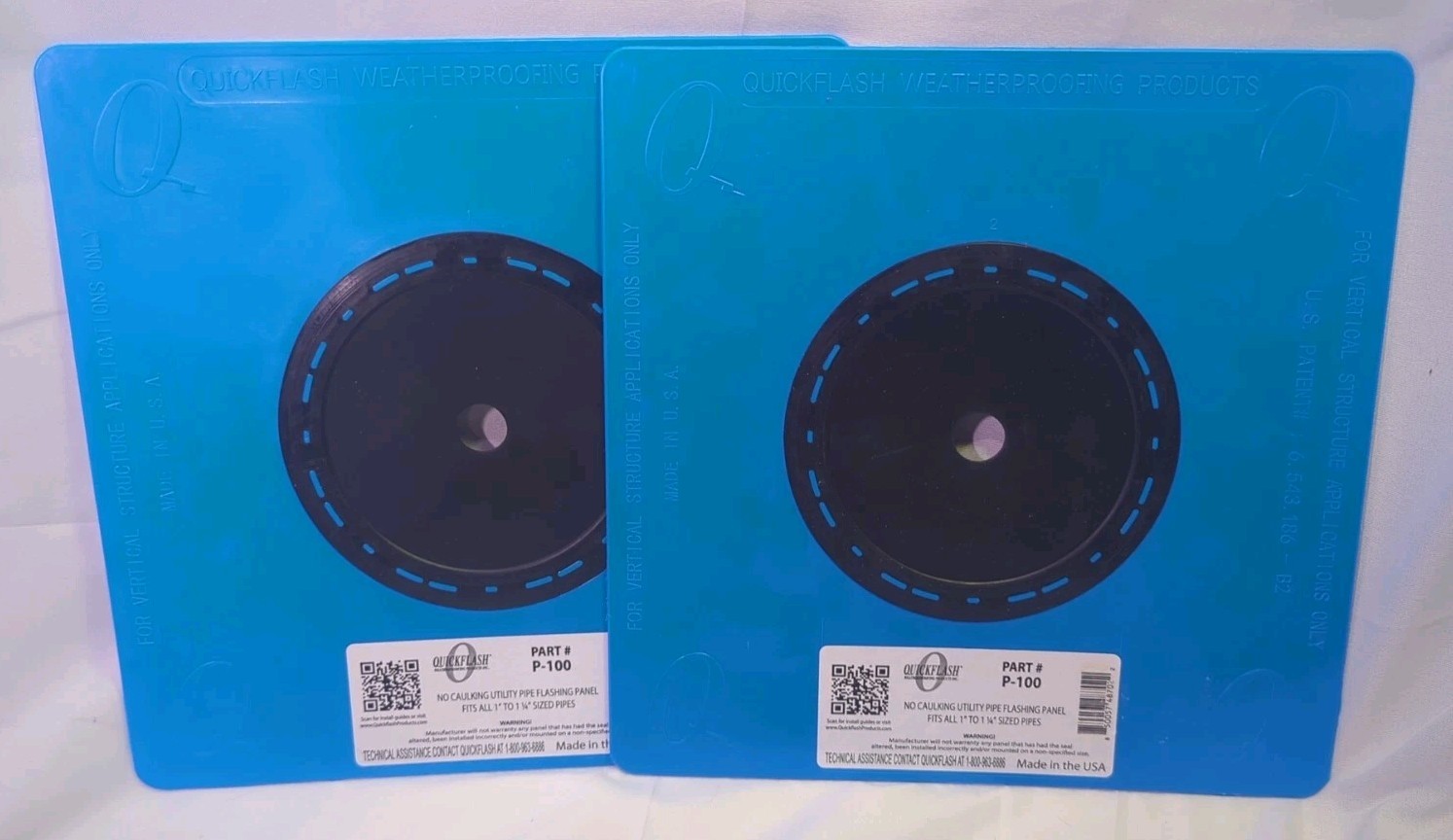 2- Quick Flash P-100 No Caulking Utility Pipe Flashing Panel 1"-1 1/4"