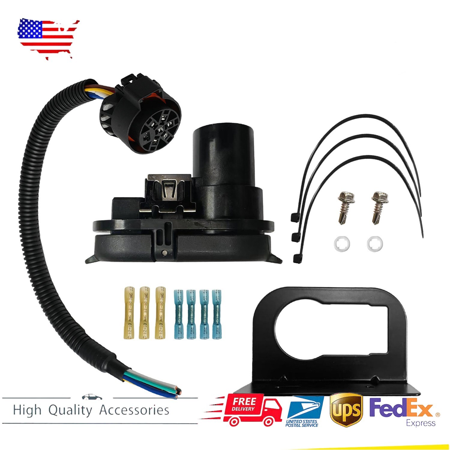 7Way Trailer Tow Hitch Wiring Plug Receptacle Connector Harness Installation Kit