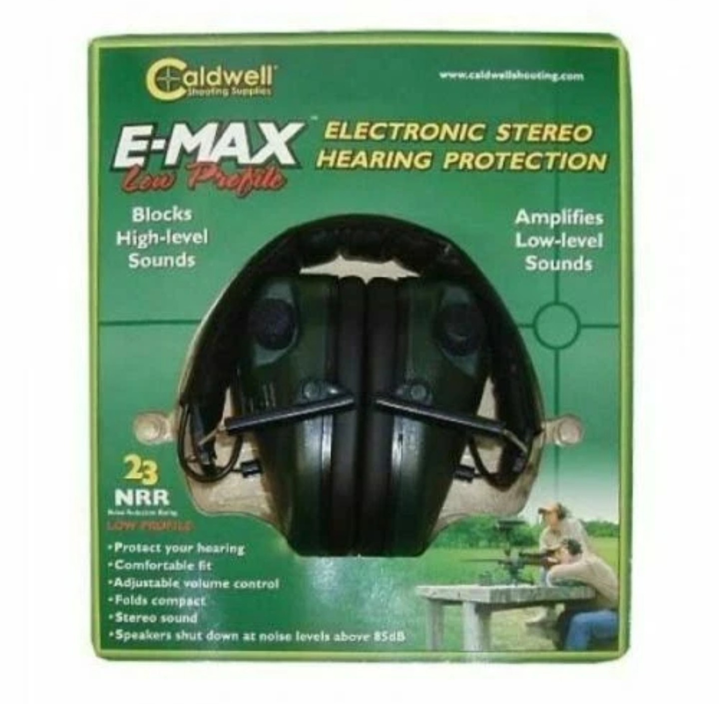 Caldwell E-MAX Low Profile Electronic Hearing Protection Green and Black, 487557