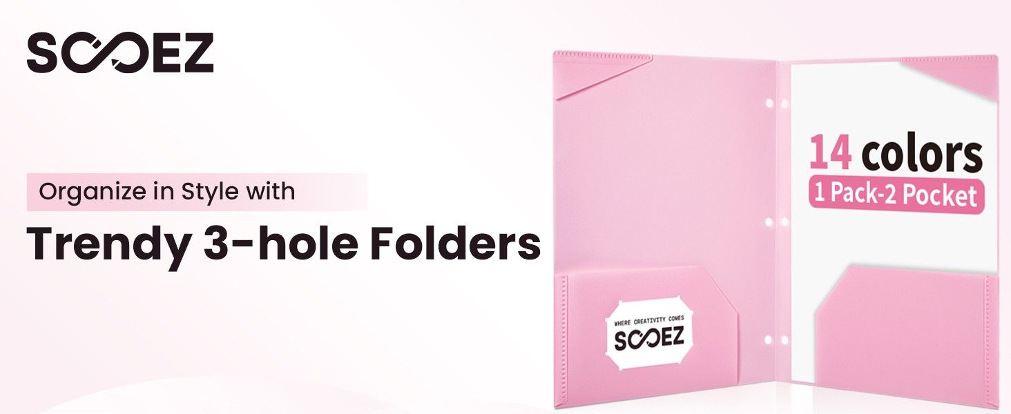 2-Poet Folders, Plastic Folders with Poets 3 Hole Punched, 1