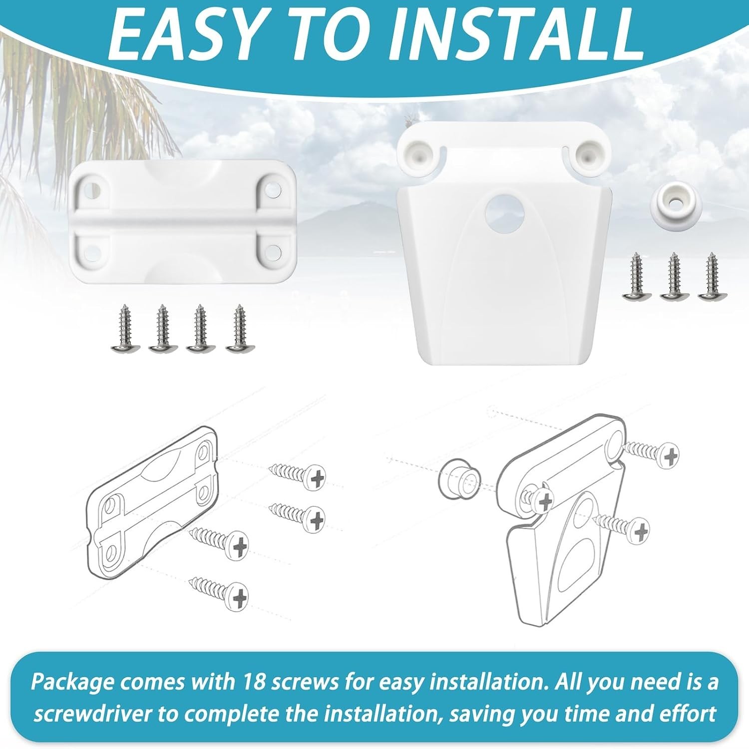 Complete Cooler Hinge and Latch Replacement Kit for Igloo Coolers with Screws