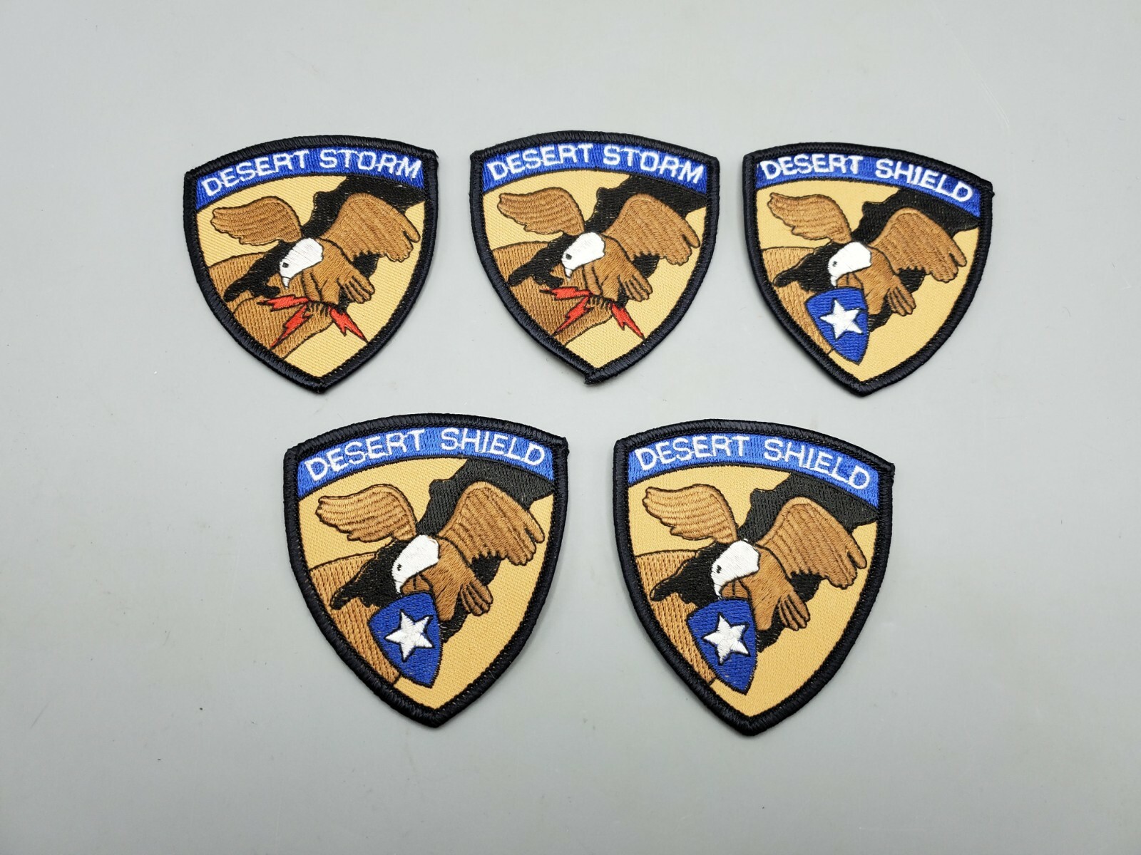Set of 5 1991 Operation Desert Storm & Shield Cloth Patch Badges Eagle