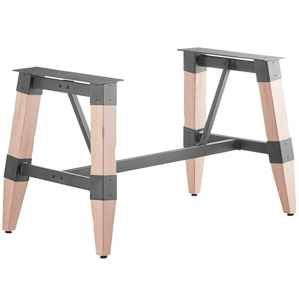 Industrial Style Standard Height Trestle Table Base with Steel Frame & White