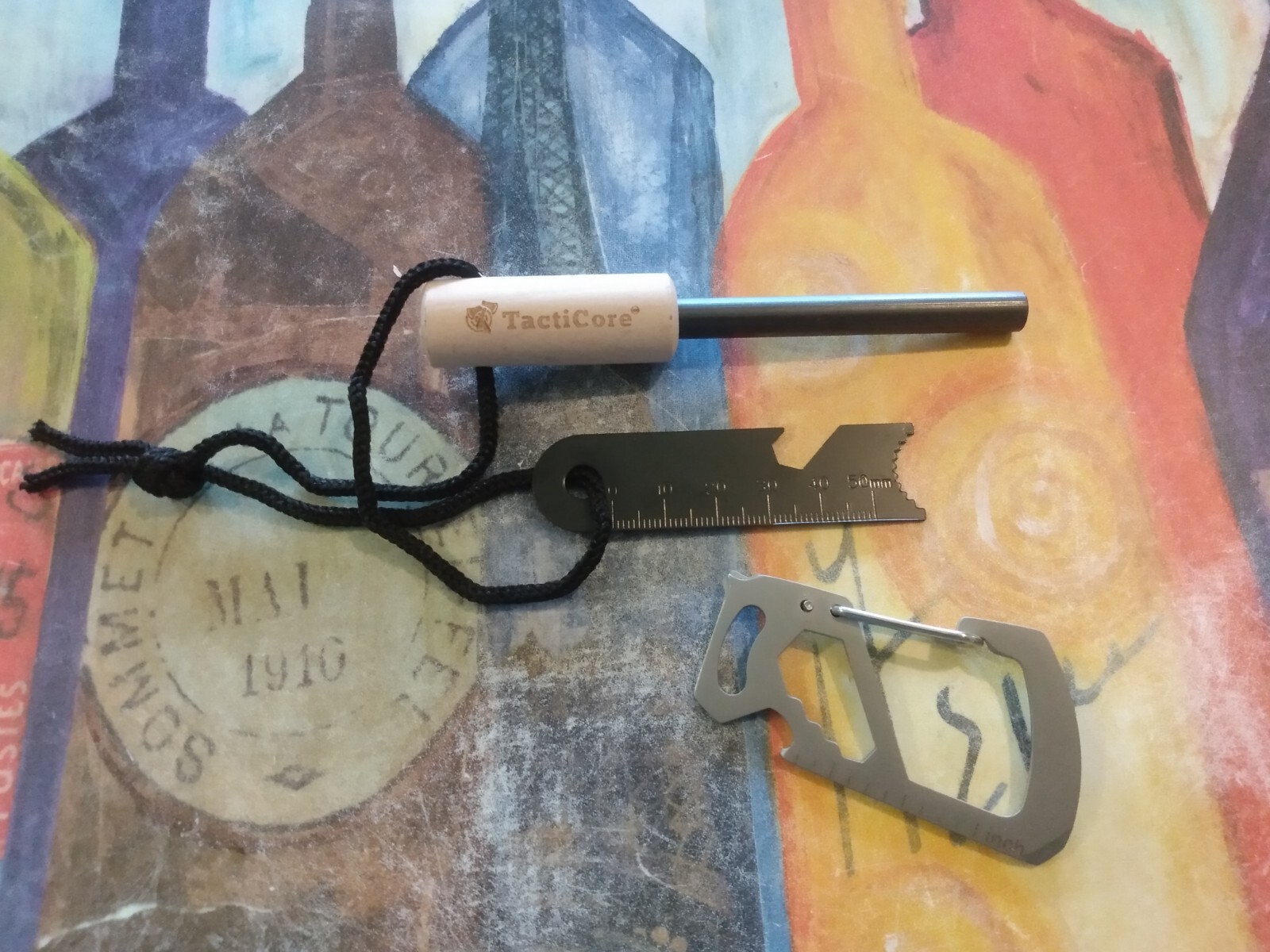 TactiCore Ferro Rod Fire Starter and Keychain Multi-tool Carabiner, Survival