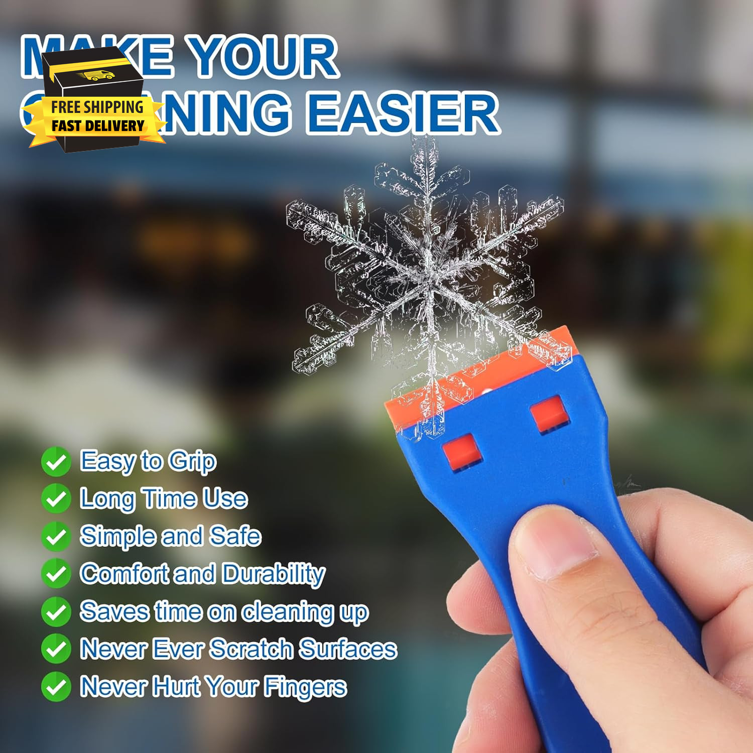 Plastic Razor Blade Scraper Tool, 2 Pcs Razor Scraper with 20 Pcs Plastic Blades