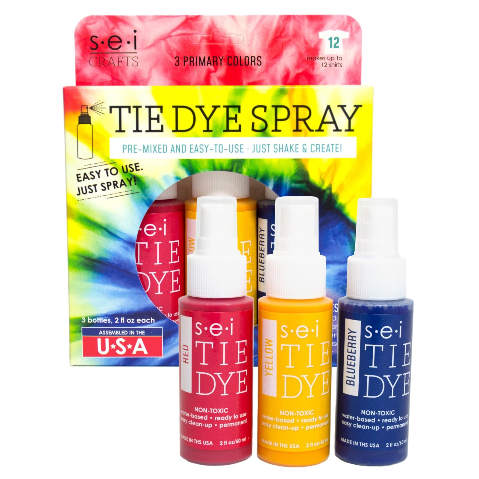 S.E.I. Primary Tie Dye Kit 3 Pack: Pre-Mixed Spray Tie Dye Kit, Easy-to-Use, ...