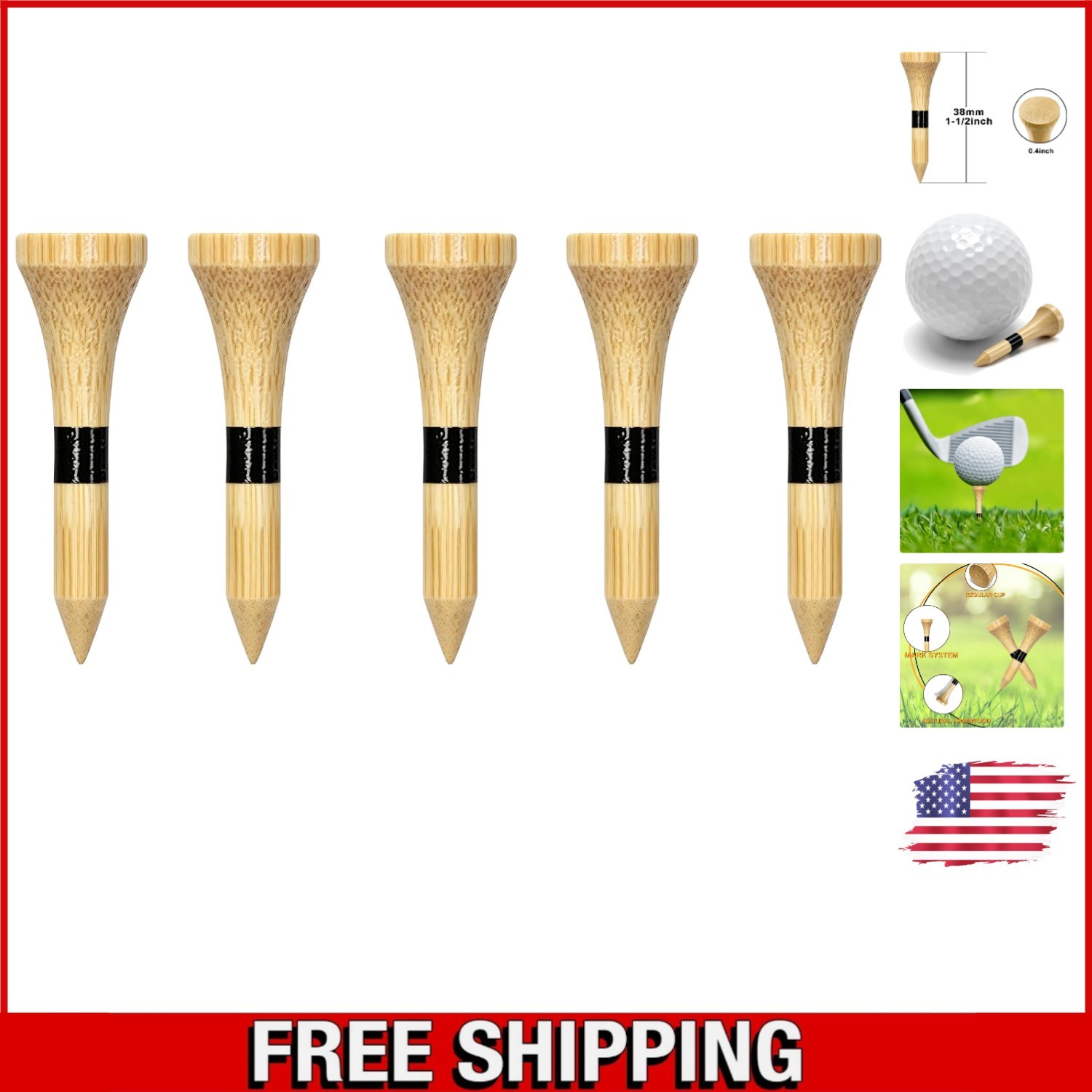 Colorful Wooden Golf Tees - 100 Pack in Multiple Sizes & Vibrant Colors