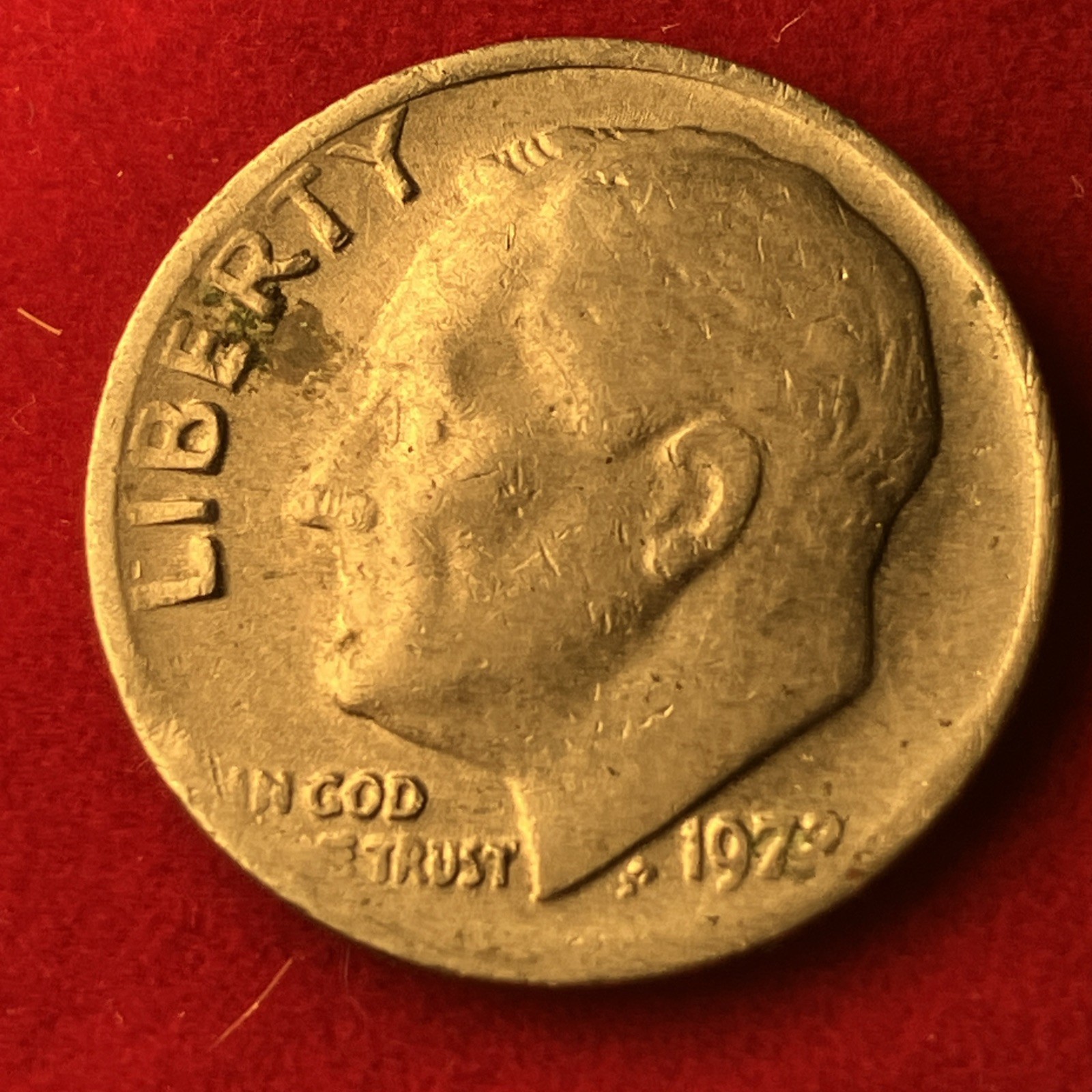 1972 Dime No Mint Mark Brown Error Off Center Rim Off Center