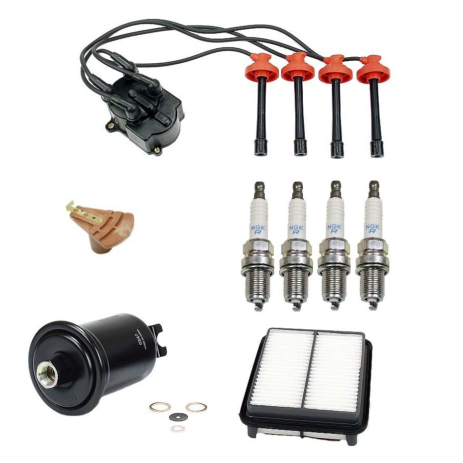 Tune Up Kit Filters Cap Rotor Spark Plugs & Wire Set For Toyota Camry 86-91 3SFE