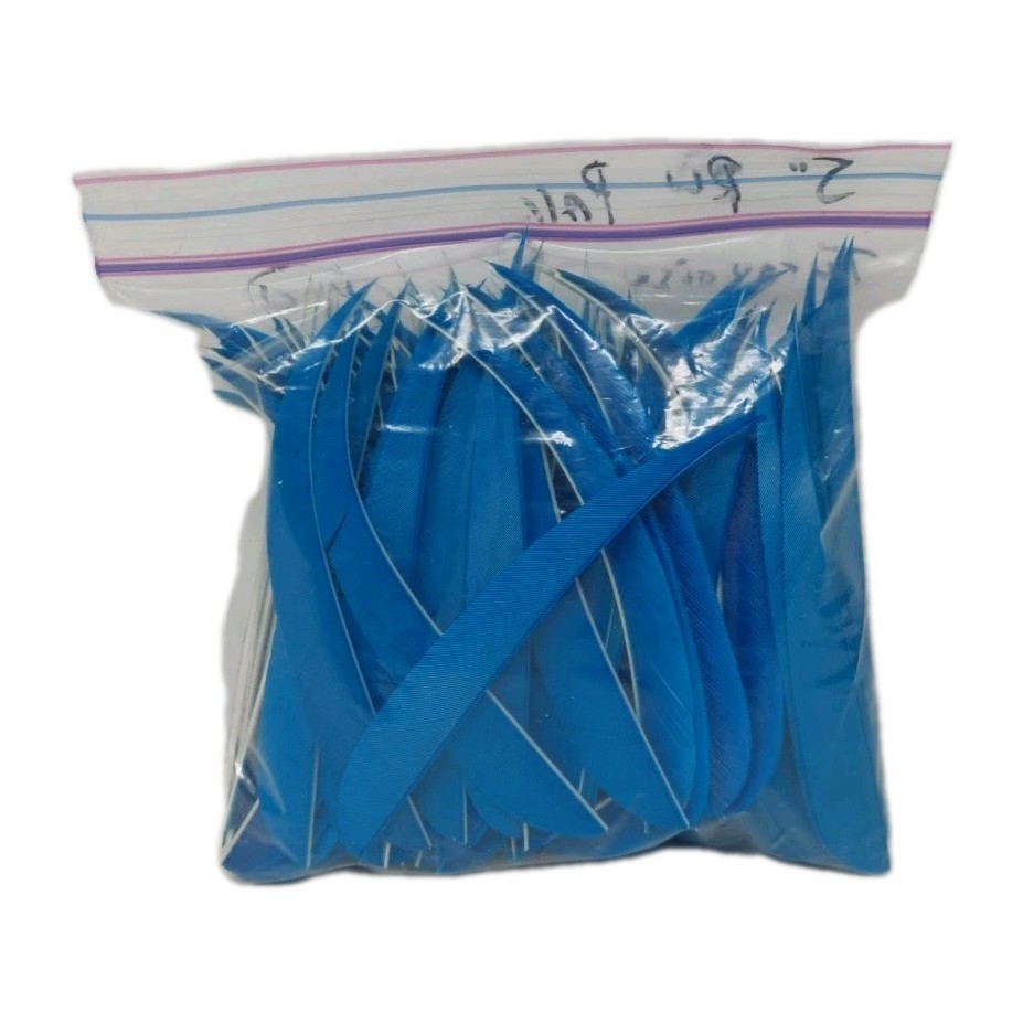 100pk Archery Arrow Feathers 5" Right Wing: Parabolic Turquoise Blue