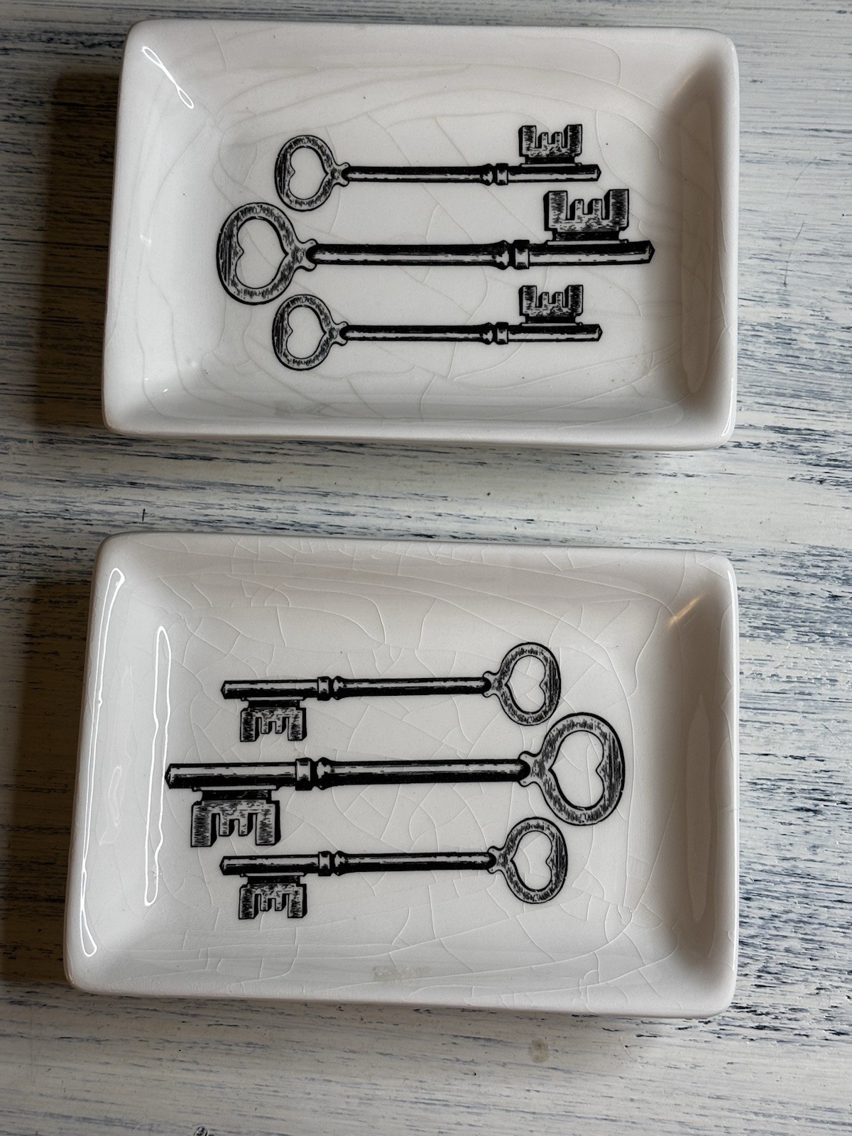 White Ceramic Trinket Dish With Key Design