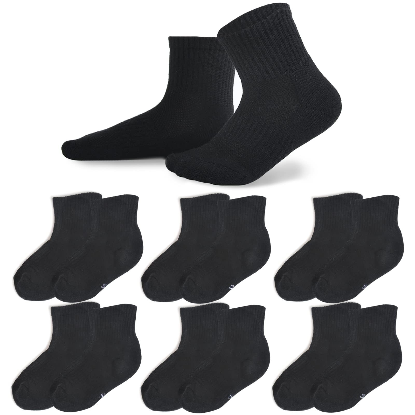 Mini angel Kids Athletic Socks Cushioned Ankle Socks 6 Pack Breathable Mesh C...