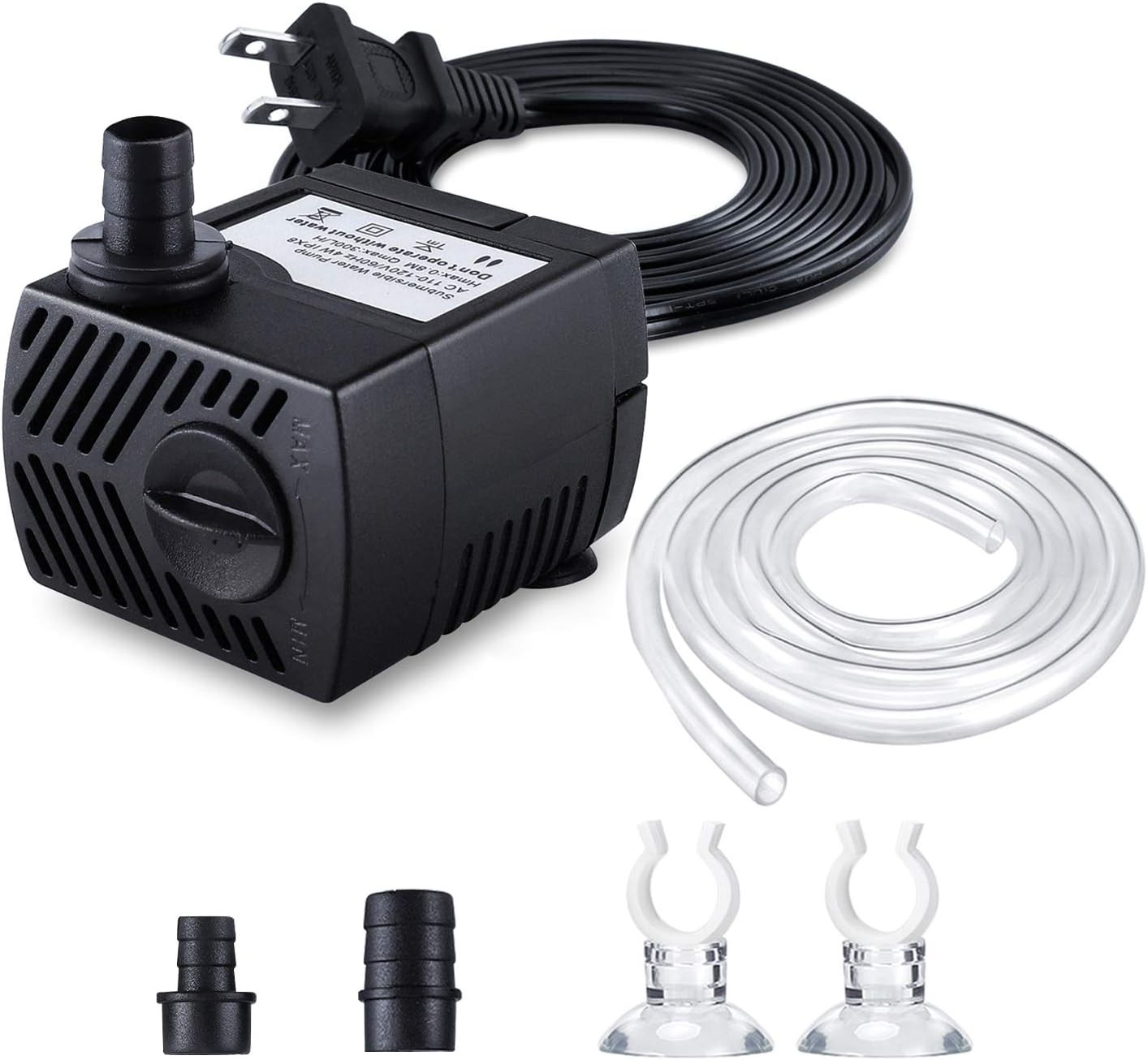 Fountain Pump, 80GPH(4W 300L/H) Submersible Water Durable Outdoor Black