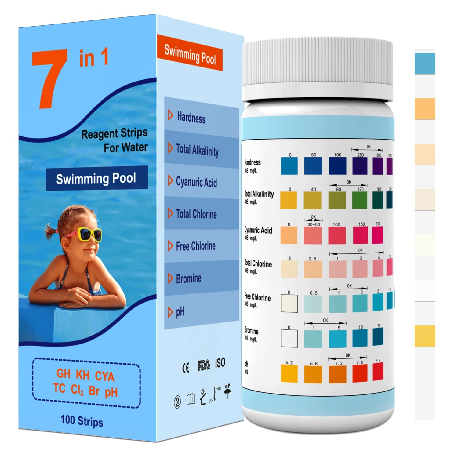 Hot Tub and Pool Test Strips, 7in1 50ct Quick & Accurate Spa Test Strips,Pool Wa