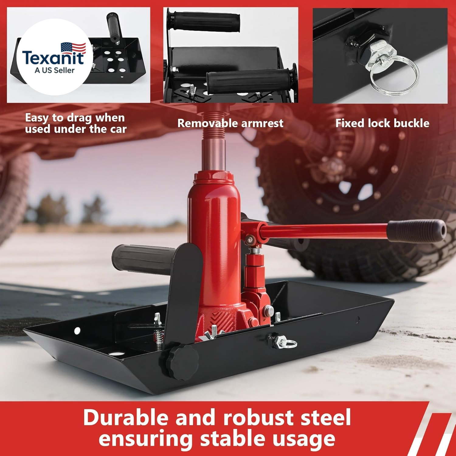 Bottle Jack Base Plate, Adjustable Size Stabilizing Landing Pad, Universal Bottl