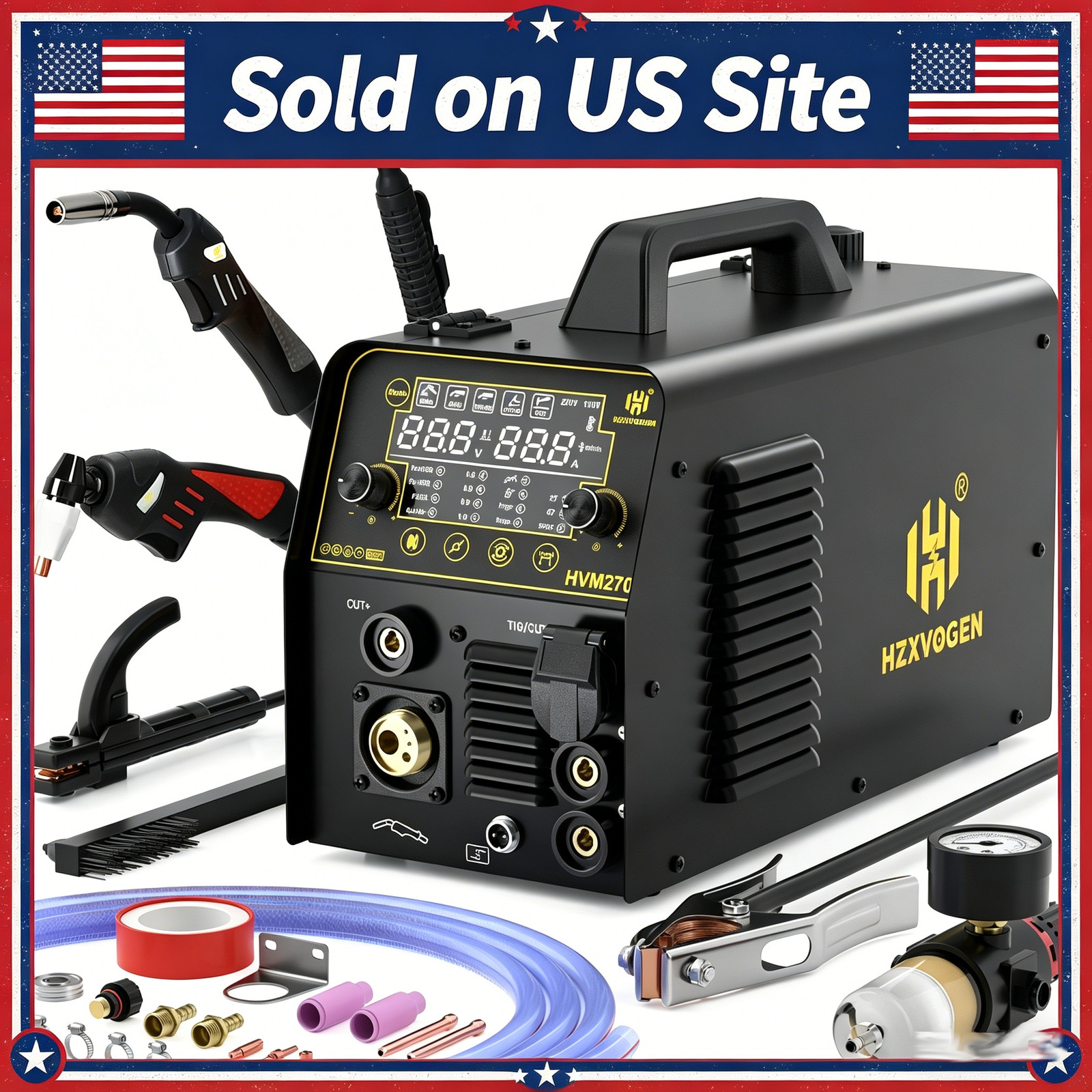 Used HZXVOGEN 6-IN-1 Welder Plasma Cutter 250A MIG TIG MMA CUT Gas/Gasless USA