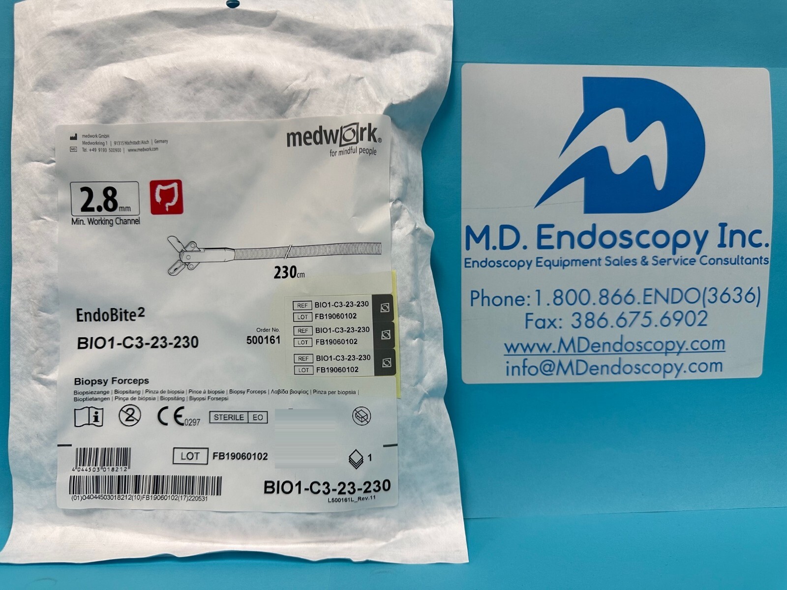 Fuji Medwork BIO1-C3-23-230 EndoBite Biopsy Forceps 2.8mm x 230cm 1.8mm Oval Jaw