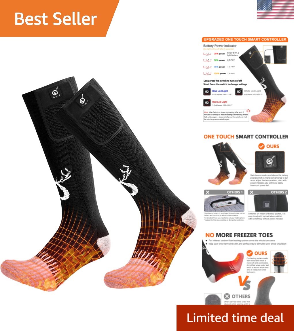 Upgraded Rechargeable Electric Heated Socks,7.4V 2200mAh Battery Powered Cold...