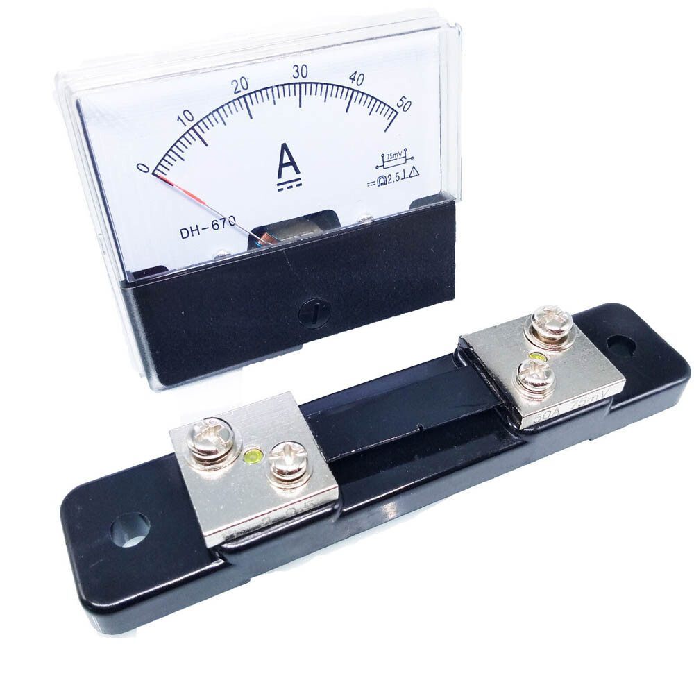 Analog Panel AMP Current Ammeter Meter Gauge DH-670 0-50A DC & Shunt USA Stock