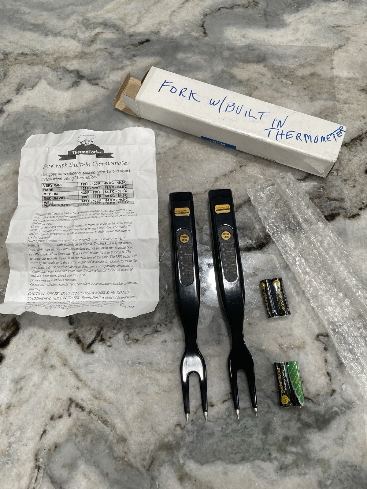 Gourmet Traditions ThermoFork Digital Meat Thermometer Fork Set of 2 Open Box