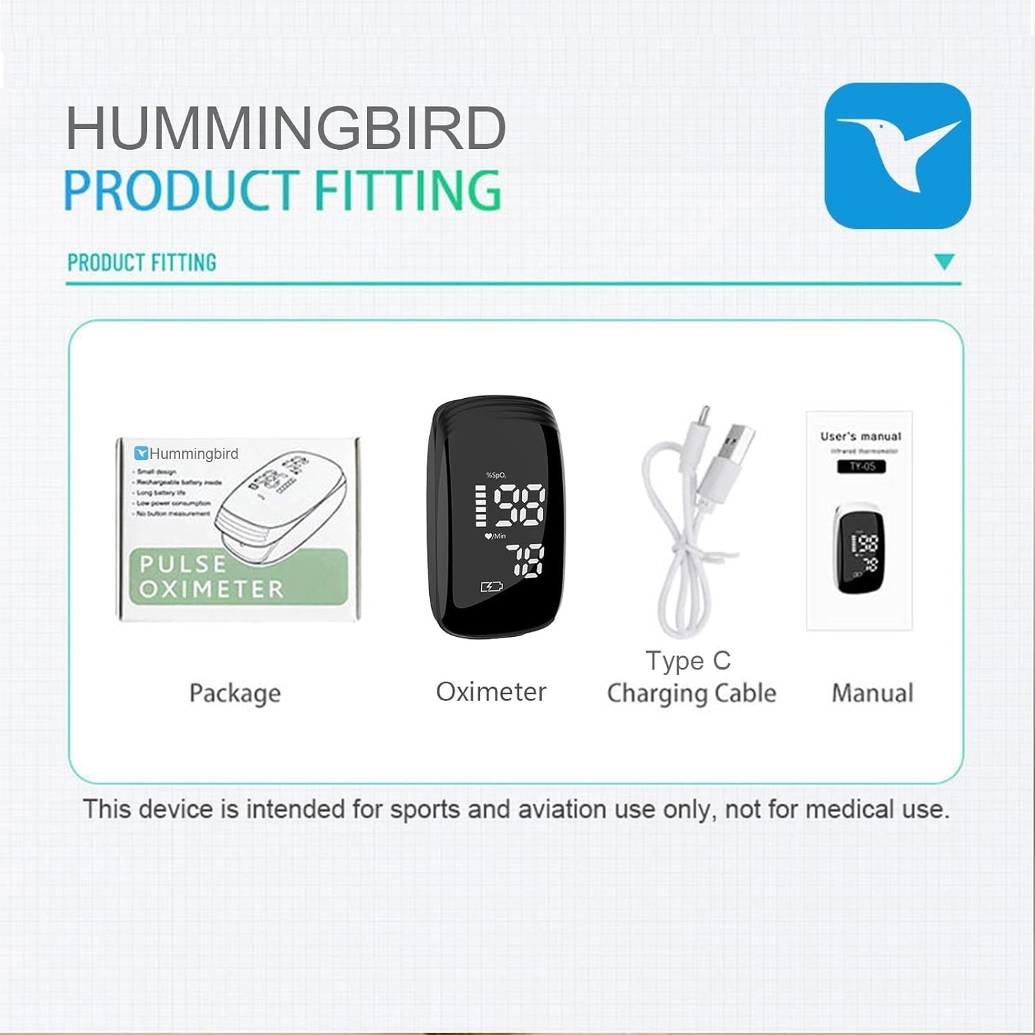 Pulse Oximeter Fingertip, Rechargeable, Oxygen Meter Black