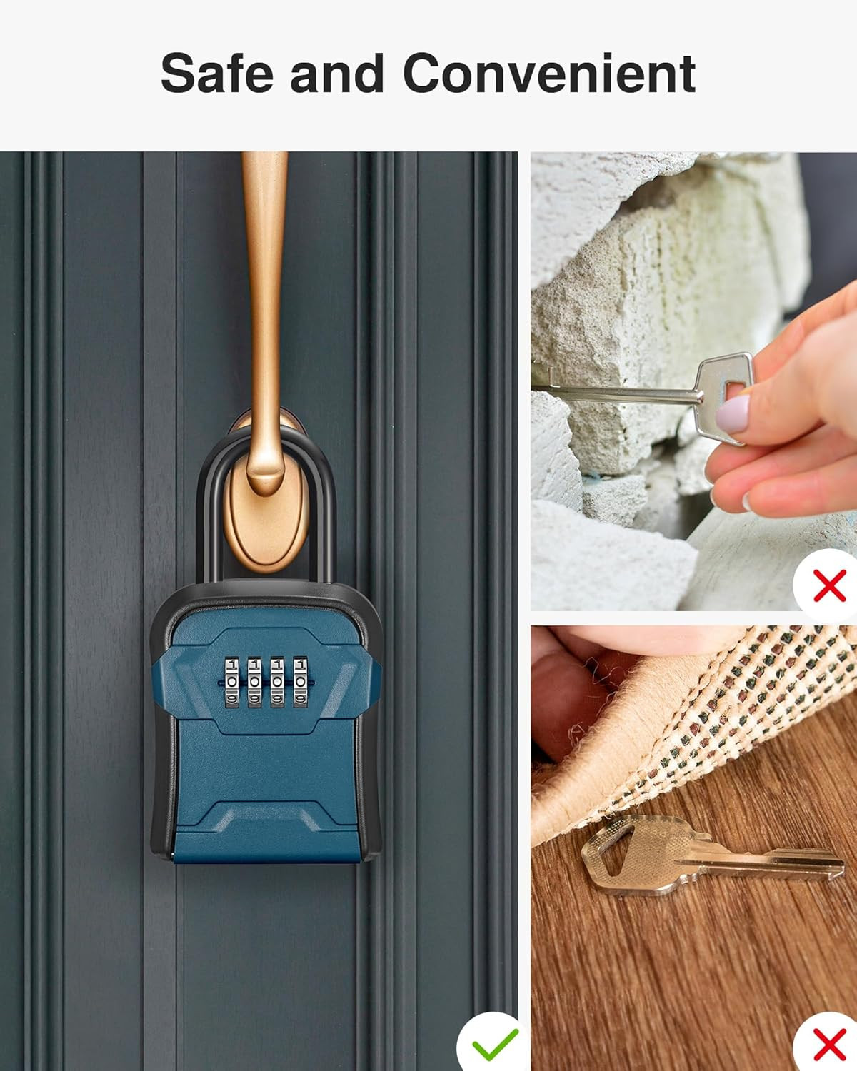 Lock Box, Key Lock Box Wall Mount & Portable Combination Lockbox with Resettable