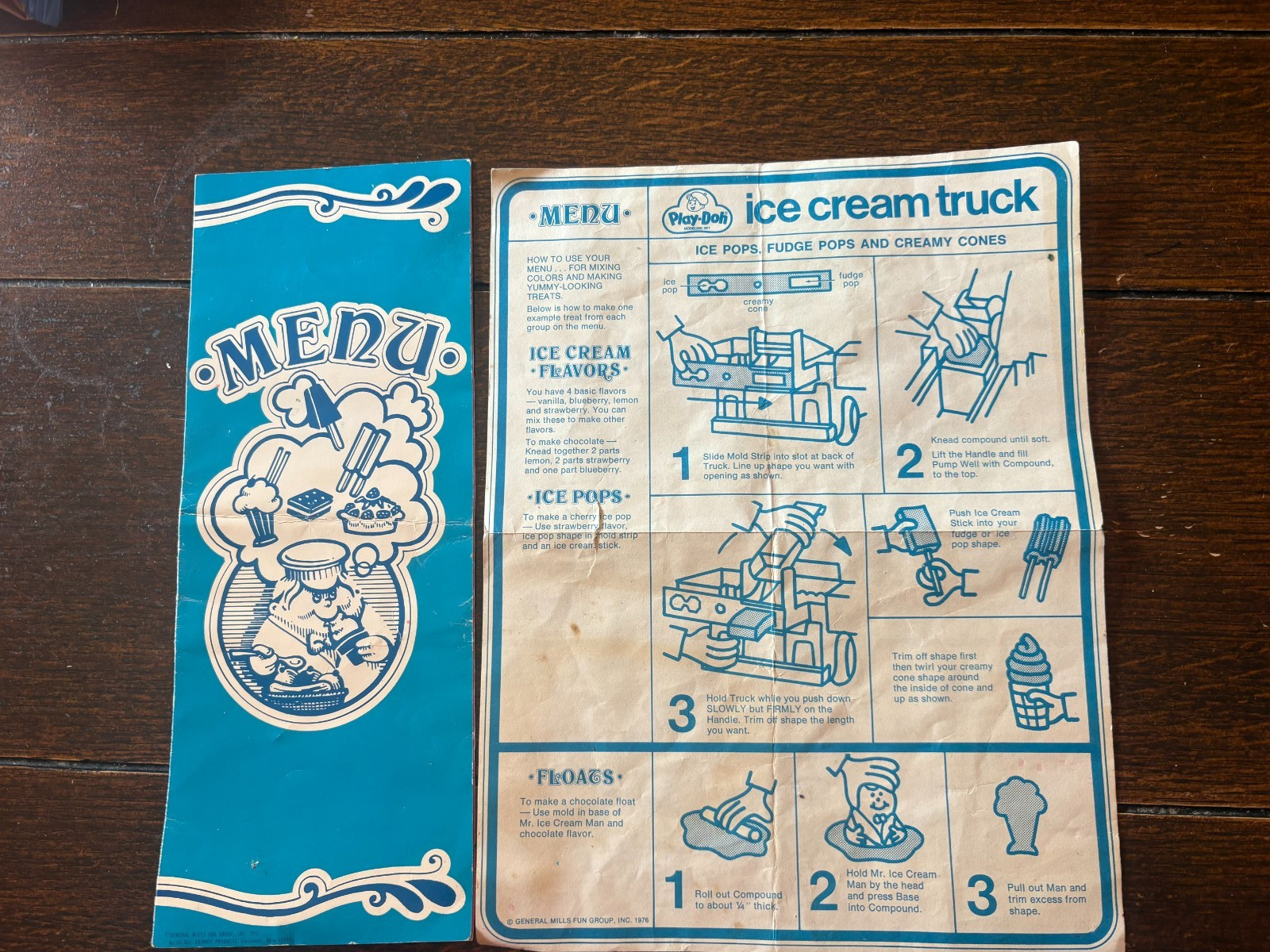 Vintage Kenner 1976 Play-Doh Ice Cream Truck Menu and Directions Instructions
