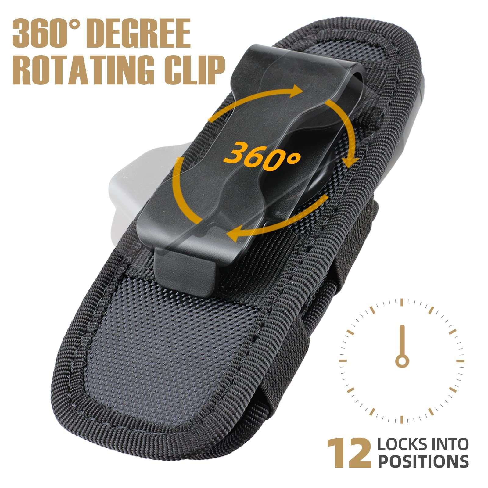 Tactical Molle Flashlight Holder Nylon Belt Holster Flashlight Torch Case Pouch