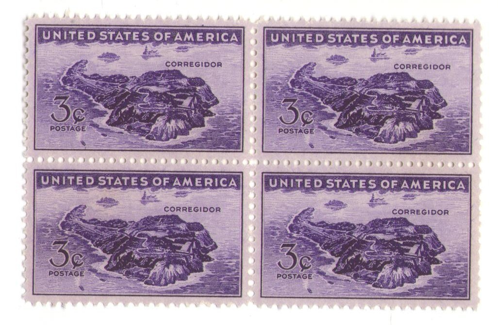 WW II Battle of Corregidor Philippines 79 Year Old Mint Vintage Stamp Block 1944