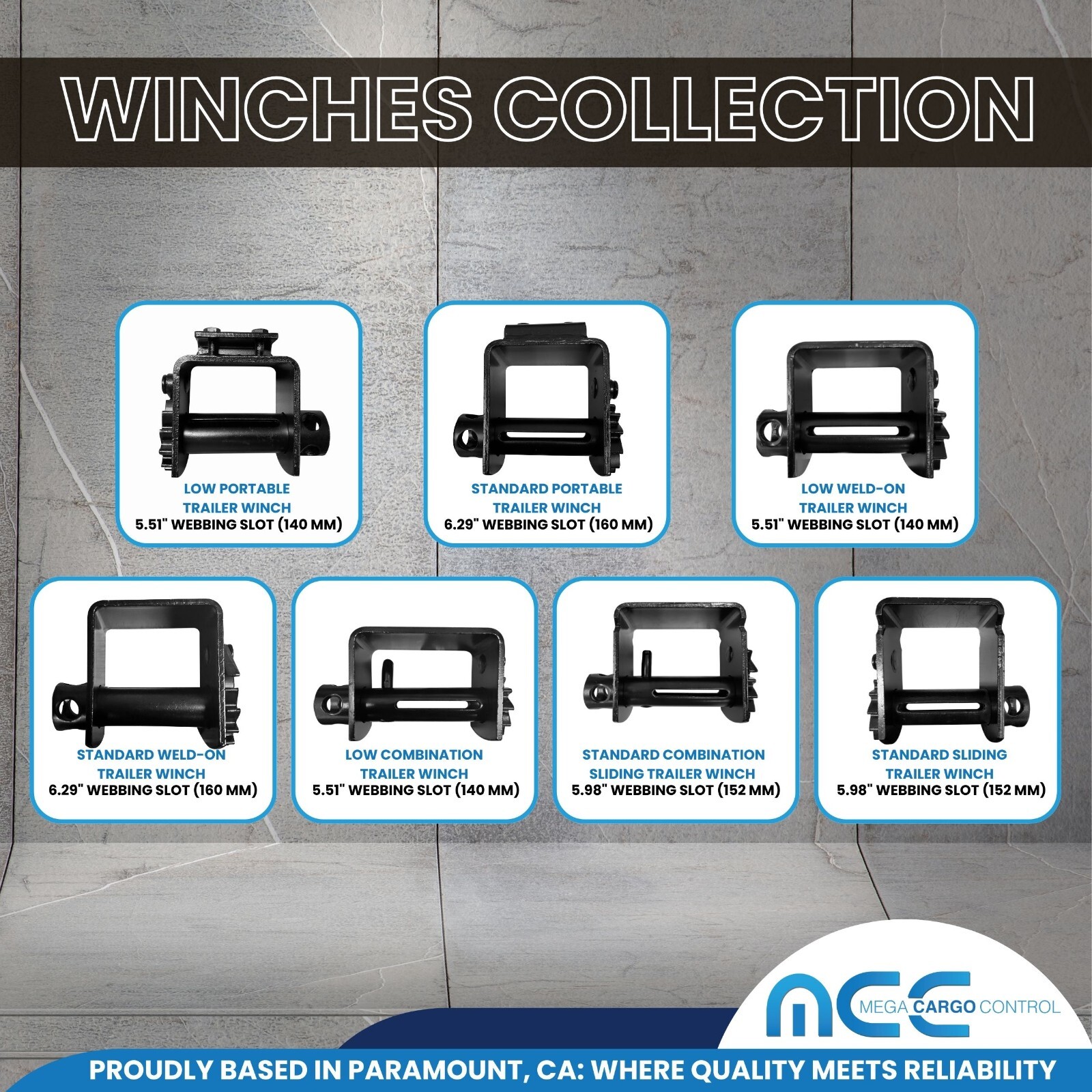 4 Pack Combination Sliding Winch Flatbed Trailer Winch for 2"- 4" Winch Strap