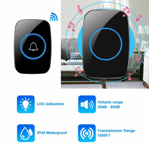1000FT Wireless Doorbell Waterproof 1 Plugin Receiver Adjustable Volume 38 Chime