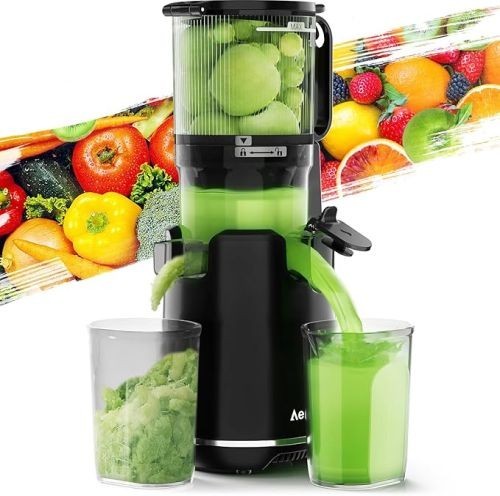 Juicer Machines,Aeitto Cold Press Juicer with 5.3“ Extra Large Feed Chute