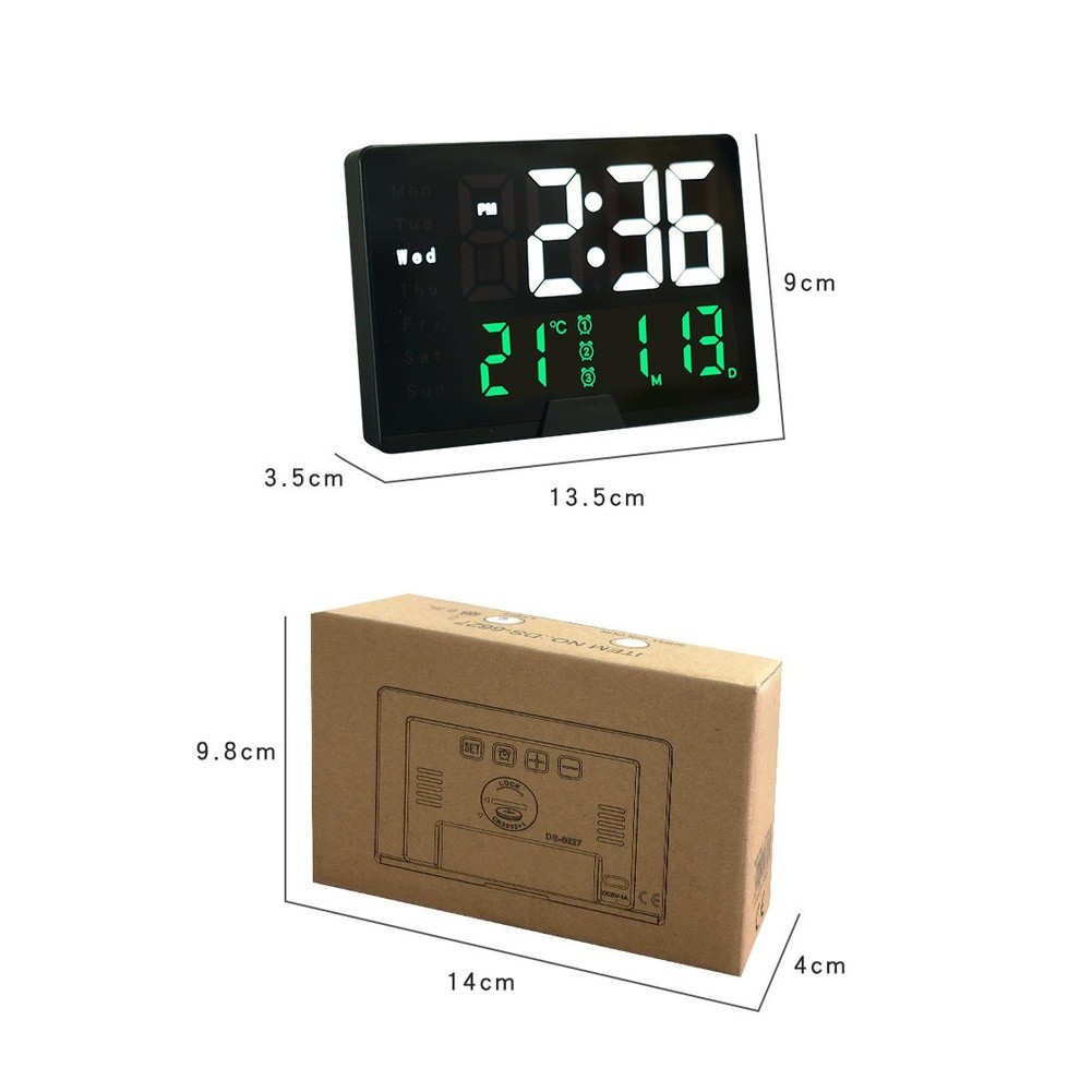 Modern LED Alarm Clock White Large Display Temperature Weekday Date Backlight