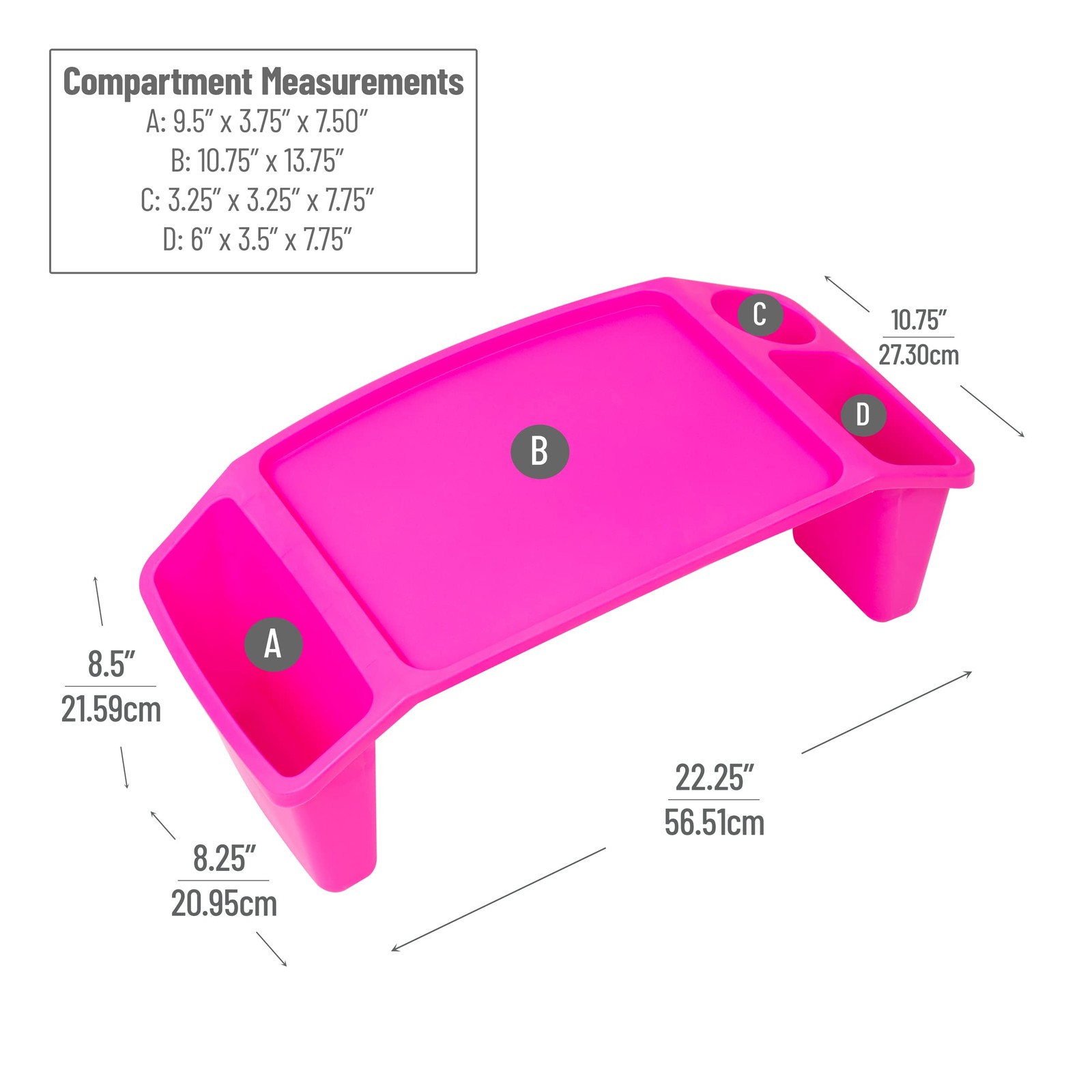 Mind Reader Kids Lap Desk - Stackable Activity Tray w/ Storage, 2PK Pink