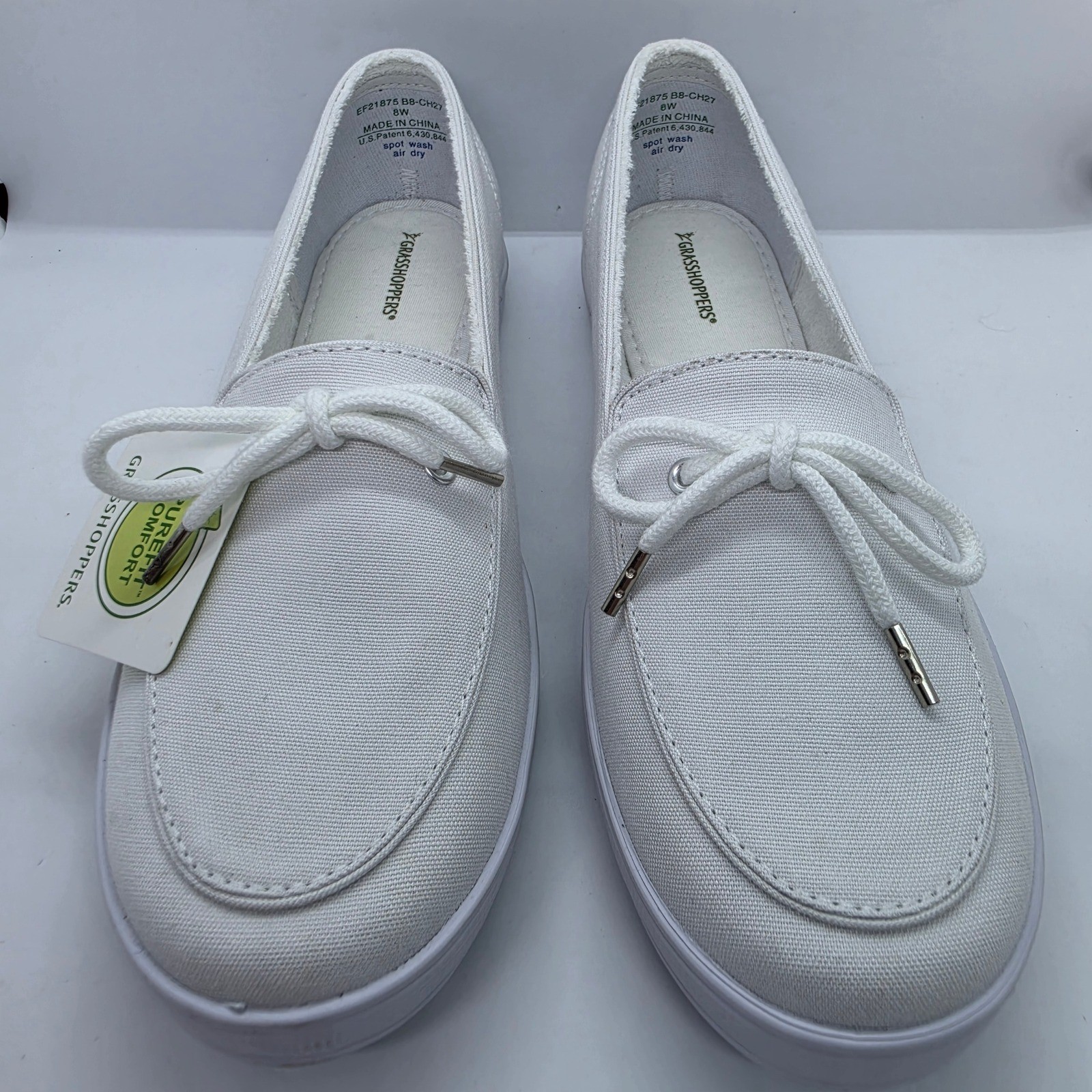 Grasshoppers Purefit Comfort White Canvas Slip On Sneakers EF21875 Womens 8W