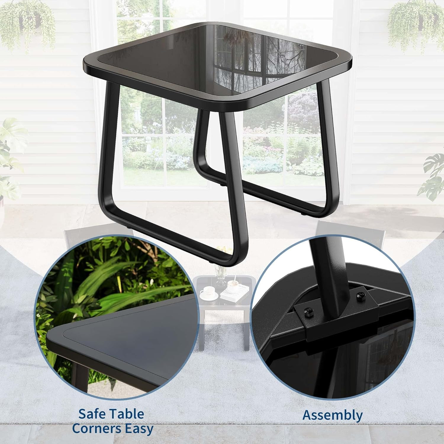 3 Piece Outdoor Rocking Bistro Set, Textilene Fabric Small Patio Furniture Set w