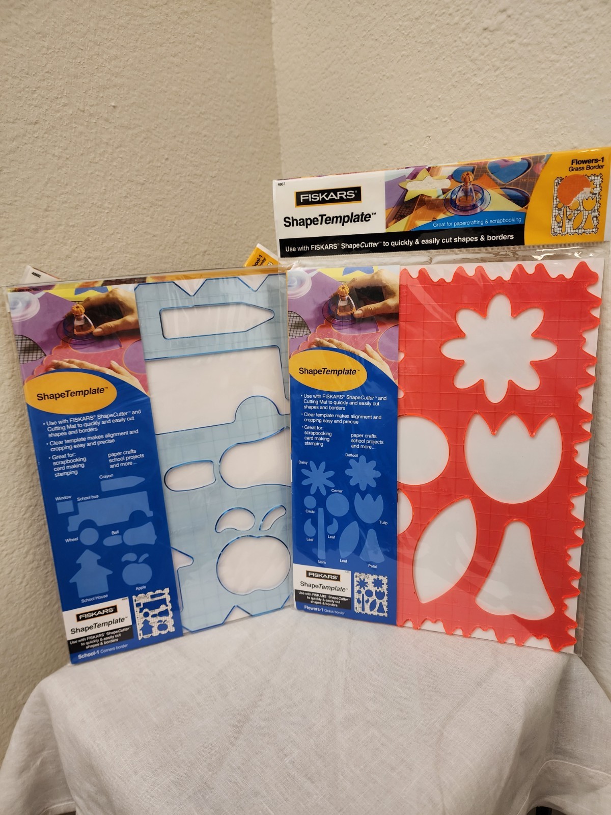 Fiskars Shape Templates Lot Flowers-1 School-1 New Craft Scrapbooking Stencils