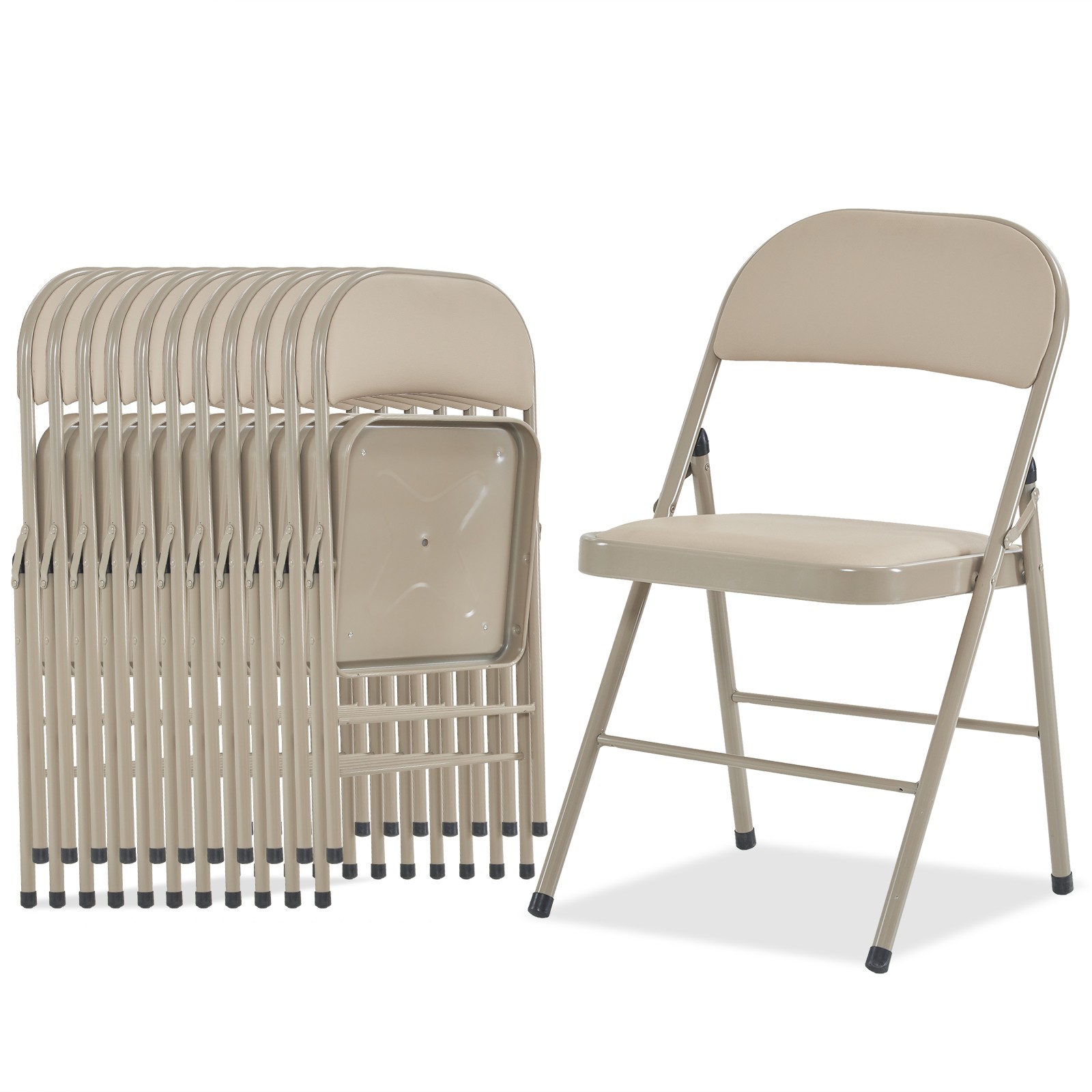 6pcs Elegant Foldable Iron & PVC Chairs for Convention & Exhibition Light Brown