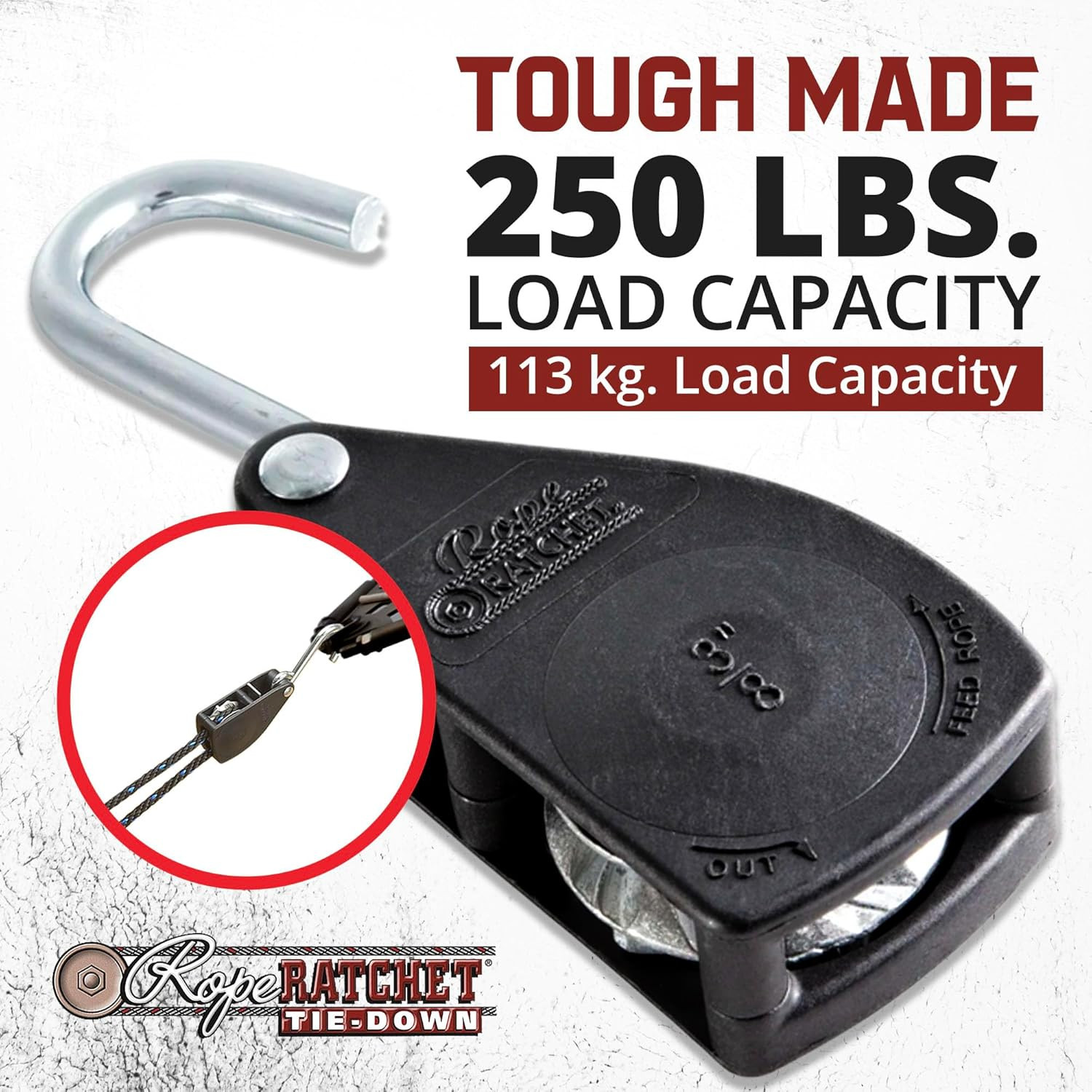 3/8" Tie down Pulley Hanger, Ratchet Only, No Rope Included - Heavy Duty Locking